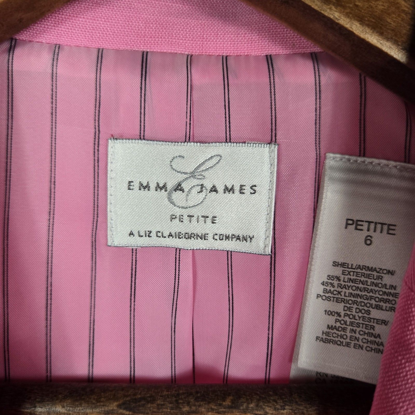 Emma James Petite Women's Size 6p Pink Crop Blazer Jacket — image 4 of 8